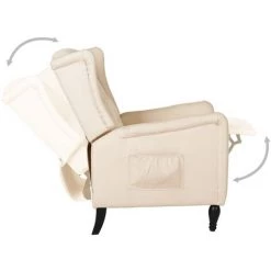 TRUE DEAL Fauteuil Inclinable Crème Tissu 10 TRUE DEAL Fauteuil Inclinable Crème Tissu -Pas Cher Fauteuil Magasin 57835383 4