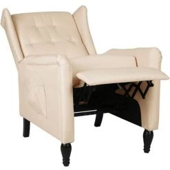 TRUE DEAL Fauteuil Inclinable Crème Tissu 11 TRUE DEAL Fauteuil Inclinable Crème Tissu -Pas Cher Fauteuil Magasin 57835383 5