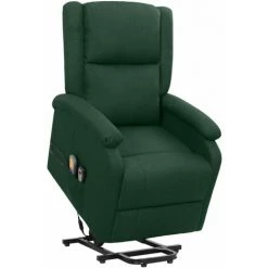 TRUE DEAL Fauteuil De Massage Inclinable Vert Foncé Tissu