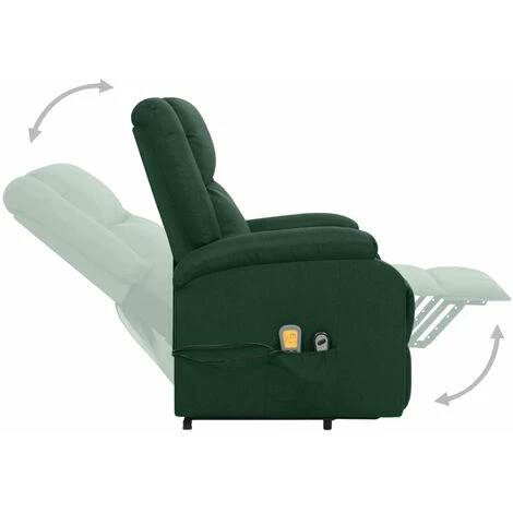 TRUE DEAL Fauteuil De Massage Inclinable Vert Foncé Tissu 7 TRUE DEAL Fauteuil De Massage Inclinable Vert Foncé Tissu – Image 5