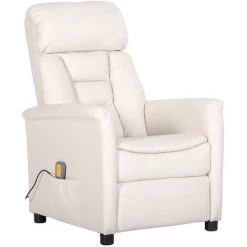 TRUE DEAL Fauteuil De Massage Inclinable Blanc Similicuir