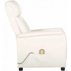 TRUE DEAL Fauteuil De Massage Inclinable Blanc Similicuir -Pas Cher Fauteuil Magasin 57835434 3
