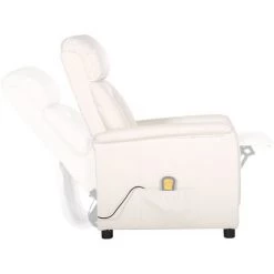 TRUE DEAL Fauteuil De Massage Inclinable Blanc Similicuir -Pas Cher Fauteuil Magasin 57835434 5