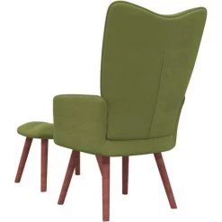 TRUE DEAL Chaise De Relaxation Avec Repose-pied Vert Clair Velours 10 TRUE DEAL Chaise De Relaxation Avec Repose-pied Vert Clair Velours -Pas Cher Fauteuil Magasin 57835471 4