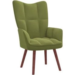 TRUE DEAL Chaise De Relaxation Avec Repose-pied Vert Clair Velours 11 TRUE DEAL Chaise De Relaxation Avec Repose-pied Vert Clair Velours -Pas Cher Fauteuil Magasin 57835471 5