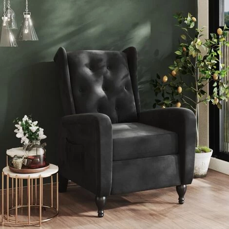 TRUE DEAL Fauteuil Inclinable Noir Velours 3 TRUE DEAL Fauteuil Inclinable Noir Velours