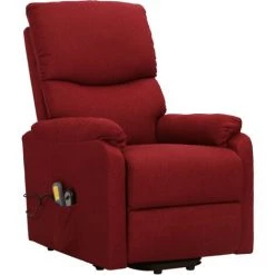 TRUE DEAL Fauteuil De Massage Inclinable Rouge Bordeaux Tissu -Pas Cher Fauteuil Magasin 57835716 2