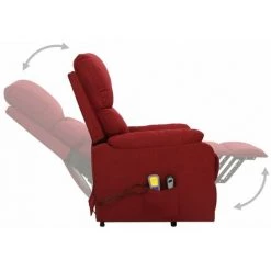 TRUE DEAL Fauteuil De Massage Inclinable Rouge Bordeaux Tissu -Pas Cher Fauteuil Magasin 57835716 5