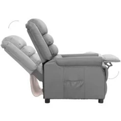 TRUE DEAL Fauteuil Inclinable Gris Similicuir -Pas Cher Fauteuil Magasin 57835783 5