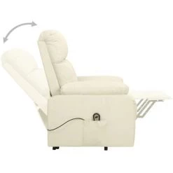 TRUE DEAL Fauteuil Inclinable Crème Tissu -Pas Cher Fauteuil Magasin 57835970 5