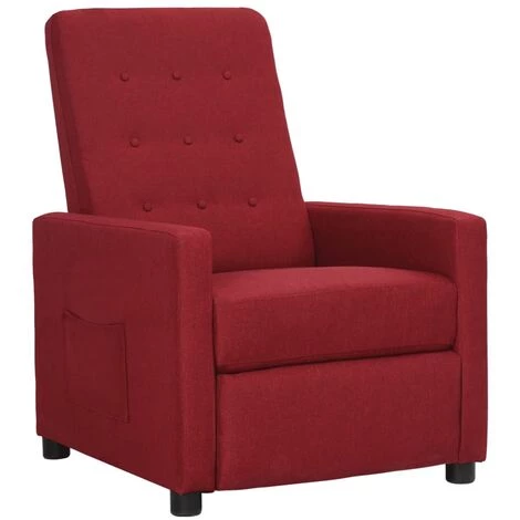 TRUE DEAL Fauteuil Inclinable Rouge Bordeaux Tissu 3 TRUE DEAL Fauteuil Inclinable Rouge Bordeaux Tissu