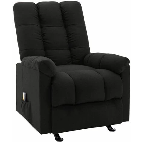 TRUE DEAL Fauteuil De Massage Inclinable Noir Tissu 3 TRUE DEAL Fauteuil De Massage Inclinable Noir Tissu