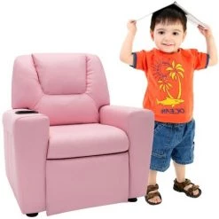 TRUE DEAL Fauteuil Inclinable Pour Enfants Similicuir Rose -Pas Cher Fauteuil Magasin 57836952 2