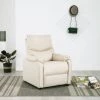 TRUE DEAL Fauteuil TV Inclinable électrique Tissu - Couleur Crème Dimensions (incliné) : 73 X 158 X 73 Cm (l X P X H)