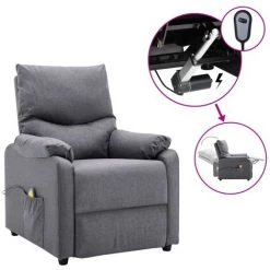 TRUE DEAL Fauteuil De Massage Inclinable électrique Gris Clair Tissu -Pas Cher Fauteuil Magasin 57838059 2