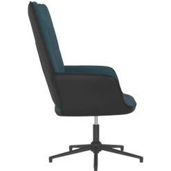 TRUE DEAL Chaise De Relaxation Bleu Velours Et PVC -Pas Cher Fauteuil Magasin 57838179 3