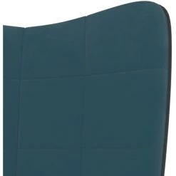 TRUE DEAL Chaise De Relaxation Bleu Velours Et PVC -Pas Cher Fauteuil Magasin 57838179 5