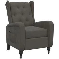 TRUE DEAL Fauteuil Inclinable Gris Foncé Velours 8 TRUE DEAL Fauteuil Inclinable Gris Foncé Velours -Pas Cher Fauteuil Magasin 57838612 2