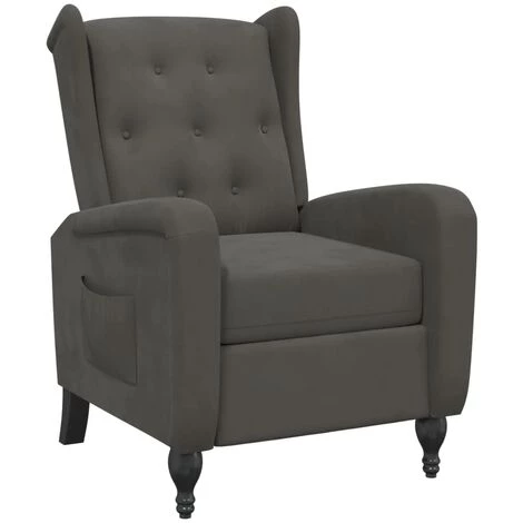 TRUE DEAL Fauteuil Inclinable Gris Foncé Velours 4 TRUE DEAL Fauteuil Inclinable Gris Foncé Velours – Image 2