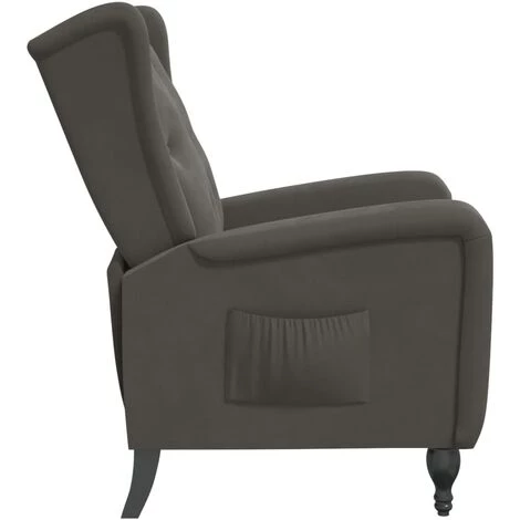 TRUE DEAL Fauteuil Inclinable Gris Foncé Velours 6 TRUE DEAL Fauteuil Inclinable Gris Foncé Velours – Image 4