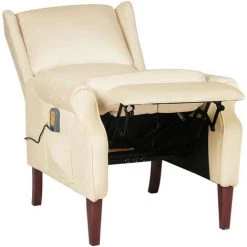 TRUE DEAL Fauteuil De Massage Inclinable Crème Velours 10 TRUE DEAL Fauteuil De Massage Inclinable Crème Velours -Pas Cher Fauteuil Magasin 57838702 4