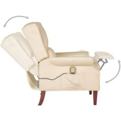 TRUE DEAL Fauteuil De Massage Inclinable Crème Velours 11 TRUE DEAL Fauteuil De Massage Inclinable Crème Velours -Pas Cher Fauteuil Magasin 57838702 5