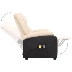 TRUE DEAL Fauteuil De Massage Inclinable Crème Tissu -Pas Cher Fauteuil Magasin 57838822 5