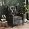 TRUE DEAL Fauteuil De Massage Inclinable Gris Foncé Velours