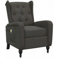 TRUE DEAL Fauteuil De Massage Inclinable Gris Foncé Velours -Pas Cher Fauteuil Magasin 57839113 2