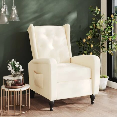 TRUE DEAL Fauteuil Inclinable Crème Velours 3 TRUE DEAL Fauteuil Inclinable Crème Velours