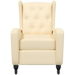 TRUE DEAL Fauteuil Inclinable Crème Velours 9 TRUE DEAL Fauteuil Inclinable Crème Velours -Pas Cher Fauteuil Magasin 57839144 3