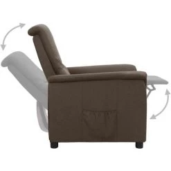 TRUE DEAL Fauteuil Inclinable Marron Tissu -Pas Cher Fauteuil Magasin 57840350 4