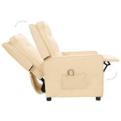 TRUE DEAL Fauteuil De Massage Inclinable Crème Tissu -Pas Cher Fauteuil Magasin 57840360 5