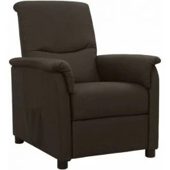 TRUE DEAL Fauteuil Inclinable Marron Foncé Tissu