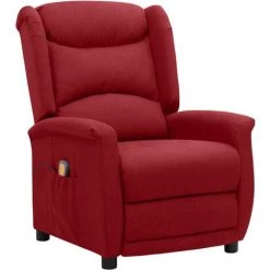 TRUE DEAL Fauteuil De Massage Inclinable Rouge Bordeaux Tissu