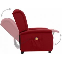 TRUE DEAL Fauteuil De Massage Inclinable Rouge Bordeaux Tissu -Pas Cher Fauteuil Magasin 57840598 4