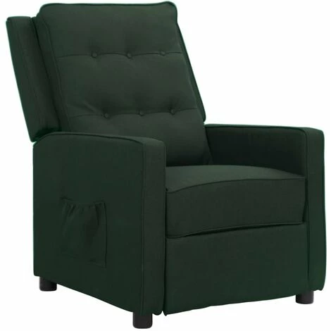 TRUE DEAL Fauteuil Inclinable Vert Foncé Tissu 3 TRUE DEAL Fauteuil Inclinable Vert Foncé Tissu