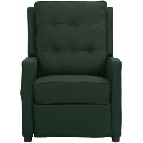 TRUE DEAL Fauteuil Inclinable Vert Foncé Tissu 4 TRUE DEAL Fauteuil Inclinable Vert Foncé Tissu – Image 2