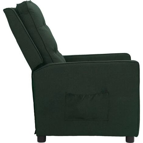TRUE DEAL Fauteuil Inclinable Vert Foncé Tissu 5 TRUE DEAL Fauteuil Inclinable Vert Foncé Tissu – Image 3