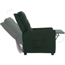 TRUE DEAL Fauteuil Inclinable Vert Foncé Tissu 11 TRUE DEAL Fauteuil Inclinable Vert Foncé Tissu -Pas Cher Fauteuil Magasin 57840674 5