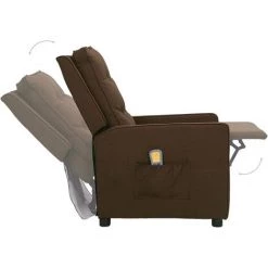 TRUE DEAL Fauteuil De Massage Inclinable Marron Foncé Tissu -Pas Cher Fauteuil Magasin 57840822 5