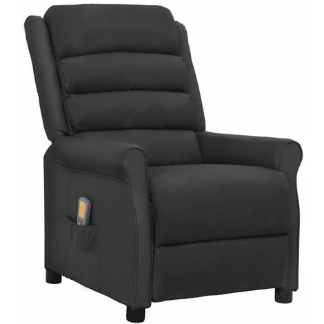 TRUE DEAL Fauteuil De Massage Inclinable Noir Similicuir 3 TRUE DEAL Fauteuil De Massage Inclinable Noir Similicuir