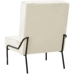 TRUE DEAL Chaise De Relaxation 65x79x87 Cm Blanc Crème Velours -Pas Cher Fauteuil Magasin 57845487 4