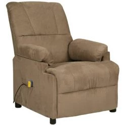 TRUE DEAL Fauteuil De Massage Inclinable Taupe Similicuir Daim