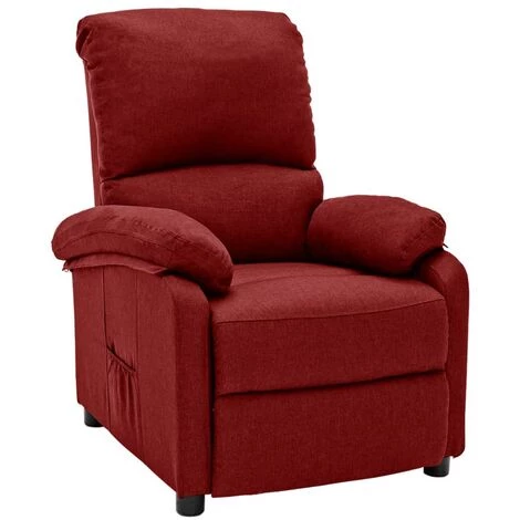 TRUE DEAL Fauteuil Inclinable Rouge Bordeaux Tissu 3 TRUE DEAL Fauteuil Inclinable Rouge Bordeaux Tissu