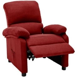 TRUE DEAL Fauteuil Inclinable Rouge Bordeaux Tissu 10 TRUE DEAL Fauteuil Inclinable Rouge Bordeaux Tissu -Pas Cher Fauteuil Magasin 57845550 4