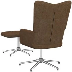 TRUE DEAL Chaise De Relaxation Avec Tabouret Marron Tissu -Pas Cher Fauteuil Magasin 57845576 4