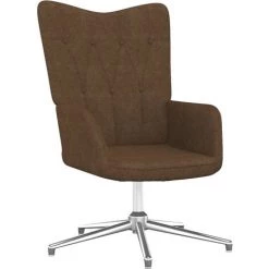 TRUE DEAL Chaise De Relaxation Avec Tabouret Marron Tissu -Pas Cher Fauteuil Magasin 57845576 5