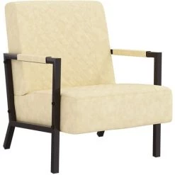 TRUE DEAL Fauteuil Crème Similicuir