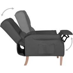 TRUE DEAL Fauteuil Inclinable Gris Foncé Tissu -Pas Cher Fauteuil Magasin 57845766 5